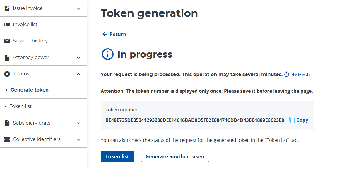 Token Generated